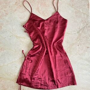 Lilian Lorow Stain Red Wine Slip Dress